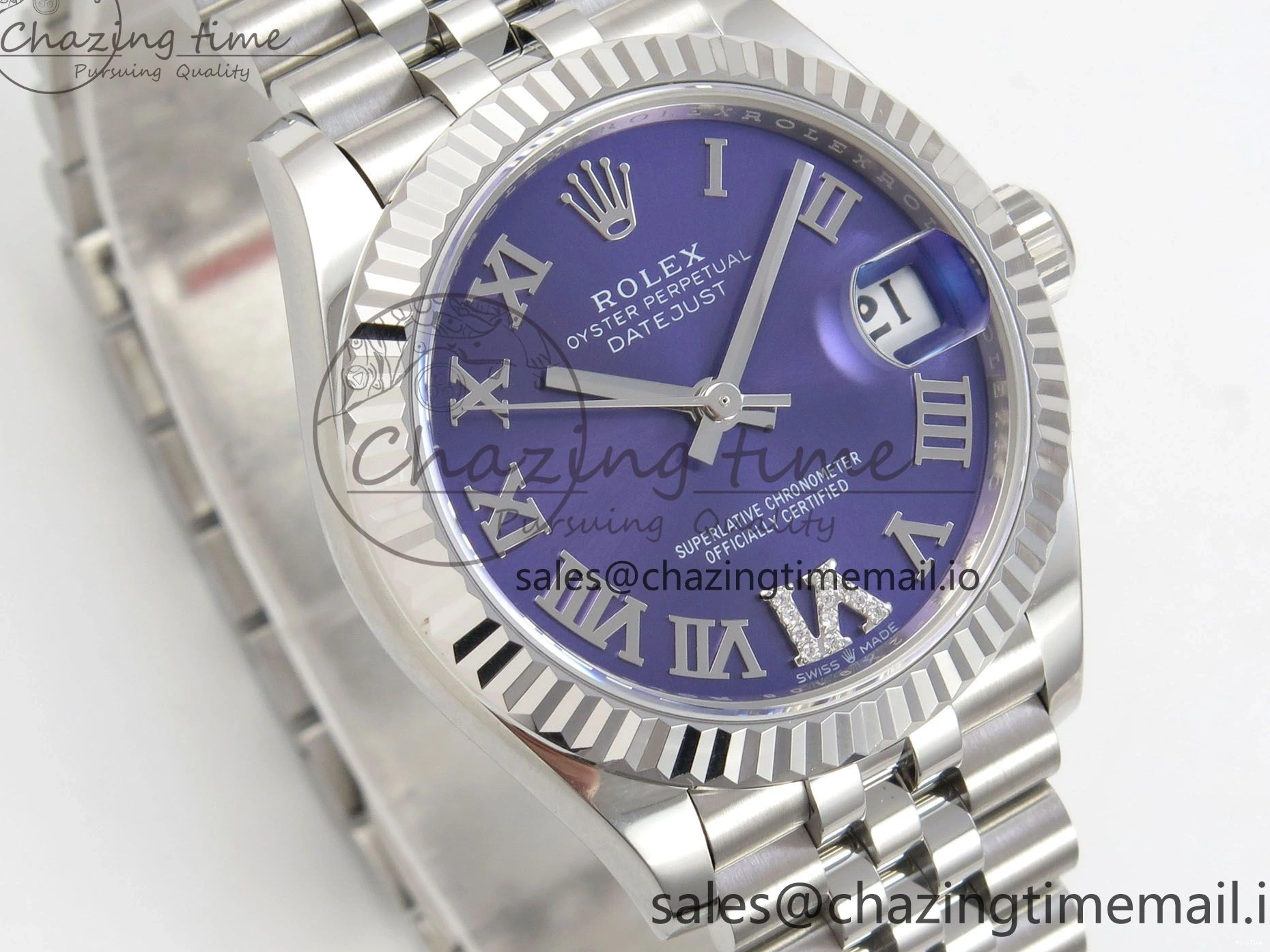 MiroTime 0114 DateJust 31 278274 THBF 1:1 Best Edition 904L Steel Purple Roman Dial on SS Jubilee Bracelet HZ Cal. Breathable 43